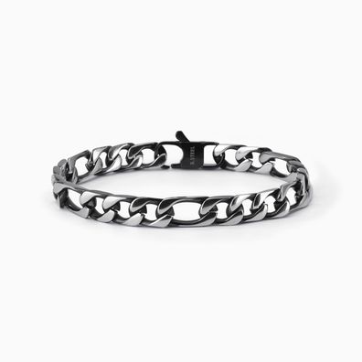 2 Jewels Armband Herren Figaro 232265 Edelstahl, PVD Beschichtung Schwarz