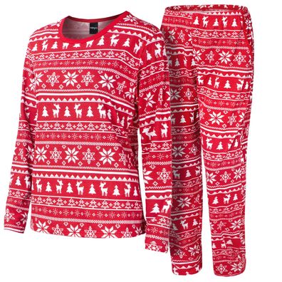 Damen Weihnachts-Pyjama HEYO Baumwolle Schlafanzug Set Norweger Muster Sleepwear