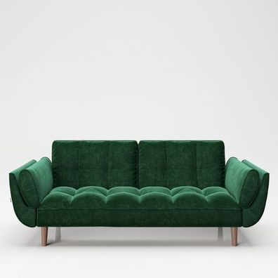 Playboy - Sofa "SCARLETT" gepolsterte Couch mit Bettfunktion, grün, Retro-Design
