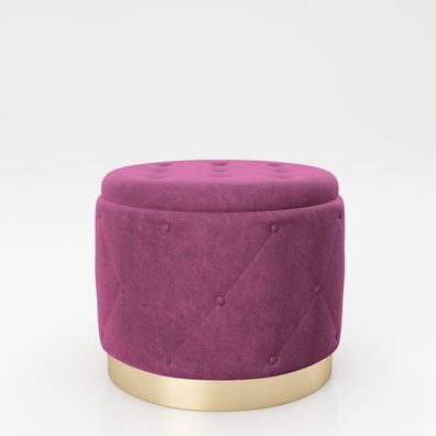 Playboy - runder Pouf "LIZ" gepolstert Hocker mit Stauraum, Lila, Chesterfield