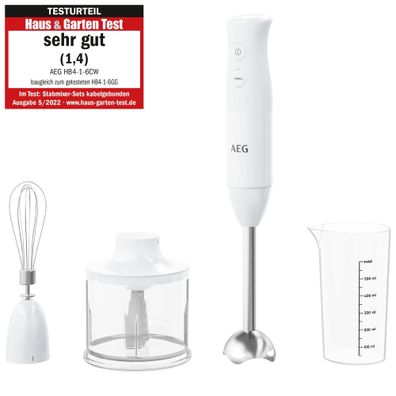 AEG HB4-1-6CW Deli 4 Stabmixer Set 600 W mit Zerkleinerer & Schneebesen