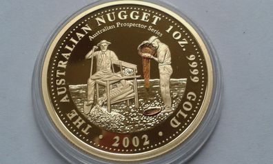 100$ 2002 Australien Prospector Serie Wüstensand Nugget 1 Unze Gold in Münzdose 204Ex