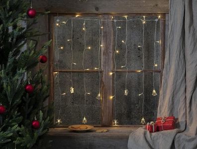 LED-Lichtervorhang "Decy" 8 Stränge 100x82cm 40er warmweiß Batterie 729-30