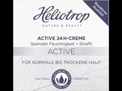 Heliotrop 3x Active 24h- Creme, spendet der Haut 24 Stunden Feuchtigkeit, mildert
