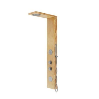 Duschpaneel Edelstahl BALTI Massage Wasserfall mit Kopfbrause in Bambus, Chrom