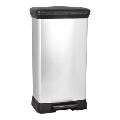 CURVER Metallic-Treteimer 50L Silber Abfalleimer Abfallbehälter