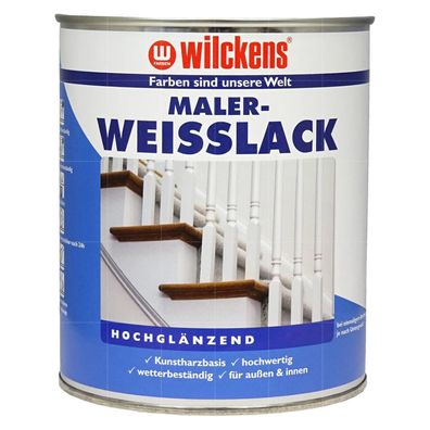 Wilckens MALER-WEISSLACK Hochglaenzend 0.75 LTR WEISS Decklack Metalllack