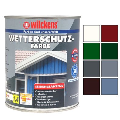 Wilckens Wetterschutzfarbe Seidenglaenzend 2.5 LTR Holzfarbe Aussenfarbe