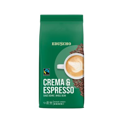 Eduscho FT Crema & Espresso 1kg Ganze Bohne Fairtrade zertifiziert