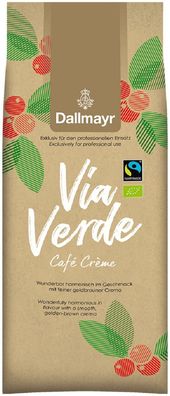 Dallmayr Via Verde Café Crème 1kg Ganze Bohne, Bio Fairtrade