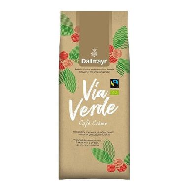 Dallmayr Via Verde Café Crème 6 x 1kg Ganze Bohne, Bio Fairtrade