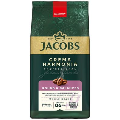 Jacobs Crema Harmonia Café Crema 1kg ganze Bohne, Common Grounds zertifiziert