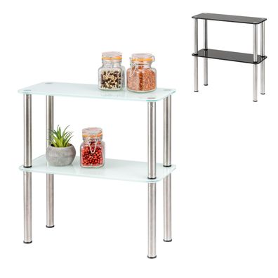 bremermann Glas-Regal, Küchenregal auf 2 Ebenen, Glasplatten mit Edelstahlfüßen, Badr