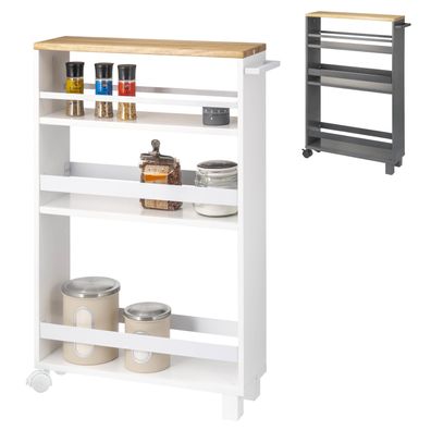 eluno Küchen-Nischenwagen, Küchenwagen, Bad-Organizer mit 3 Ebenen, Holz