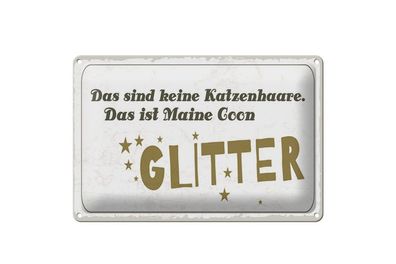 Blechschild Maine Coon Glitter, 5 verschied Größen, Haustier, Katze, Kater