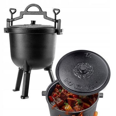KADAX Jagdkessel, Gusseisen Kochtopf mit Füßen, Dutch Oven für Garten, 7L