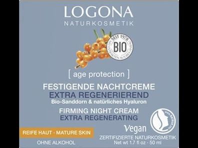 Logona 6x [age protection] Festigende Nachtcreme EXTRA Regenerierend 50ml