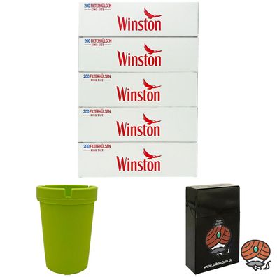 5 Pack Winston Filterhülsen + Autoaschenbecher + Zigarettenbox