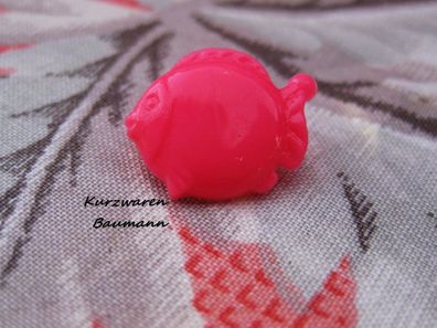 1Kunststoffkinderknopf Kunststoffkinderknöpfe Fisch pink 15x7mm Öse 3mm Nr 1183