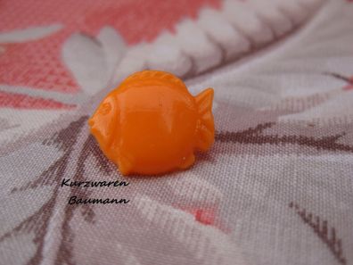 1Kunststoffkinderknopf Kunststoffkinderknöpfe Fisch orange 15x7mm Öse 3mm Nr 1179