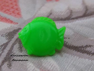 1Kunststoffkinderknopf Kunststoffkinderknöpfe Fisch grün 15x7mm Öse 3mm Nr 1180