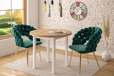Essgruppe A92-90, Esszimmer Set , Esstisch mit 2 Stühlen- Farbe wählbar