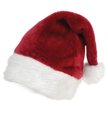 narrenwelt Nikolausmütze bordeaux Plüsch mit Bommel Nikolaus Mütze Weihnachtsmütze