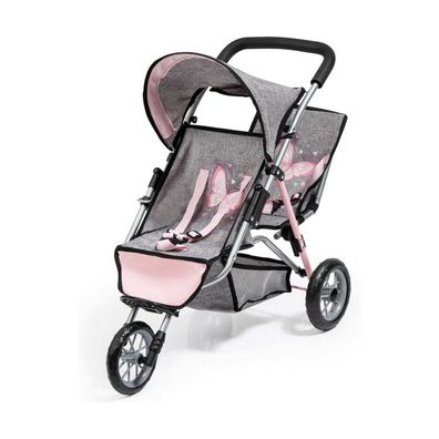 Twin Doll Carriage Gray