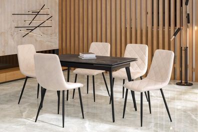 Essgruppe A96, Esszimmer Set , Esstisch (Ausziehbar) mit 5 Stühlen- Farbe wählbar