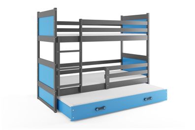 BMS Kinder Etagenbett Rico Graphit Bettkasten Matratzen