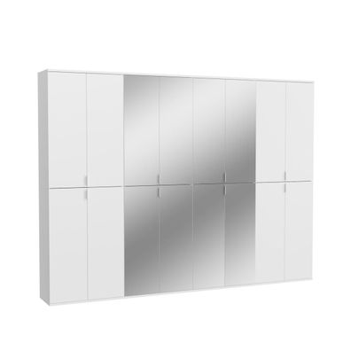 Xonox Garderoben Set Projekt X Weiß HG und Spiegelglas 16-türig