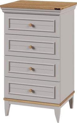 Ritmik Kommode Magna 4 Schubladen hellgrau und Holzoptik