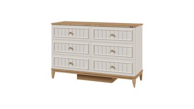 Ritmik Kommode Mirage 6 Schubladen Weiß Walnussoptik