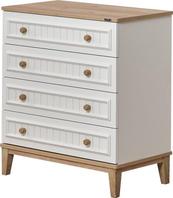 Ritmik Kommode Mirage 4 Schubladen Weiß Walnussoptik