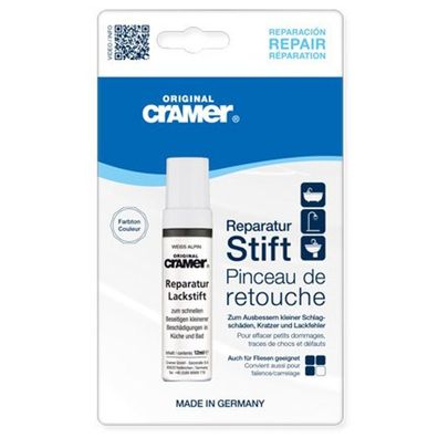 CRAMER Reparatur Lackstift Bad Keramik, Acryl12 ml, Weiss Alpin 080, CRA15080