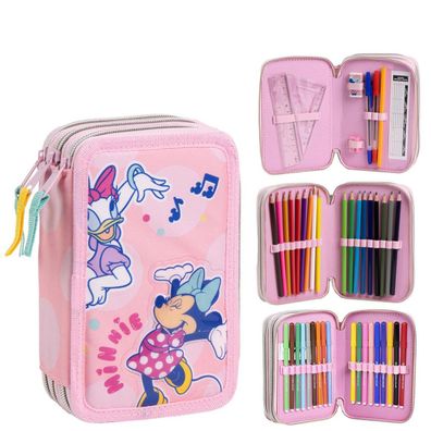 Disney Minnie Federmappe gefüllt – Schuletui & Stiftebox mit Zubehör für Kinder