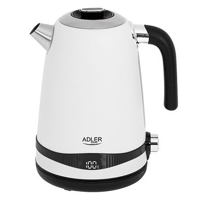 Adler AD 1295 Edelstahl-Wasserkocher 1,7 L mit LCD-Display - Weiß