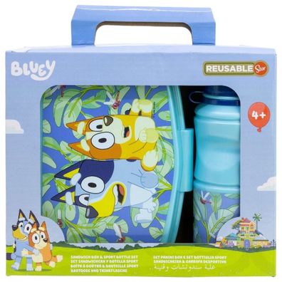 Bluey Set mit 380?ml Wasserflasche und Brotdose Lunchbox-Set für Kinder