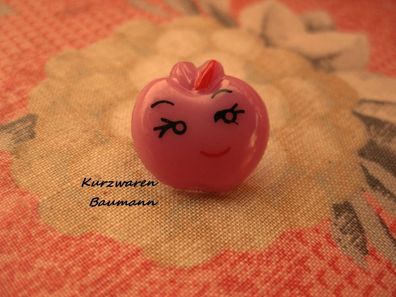 1Kunststoffkinderknopf Apfel pink17x8mm Öse4mm Nr1169