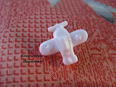 1Kunststoffkinderknopf Flugzeug weiß 15x17x7mm Öse4mm Nr1153