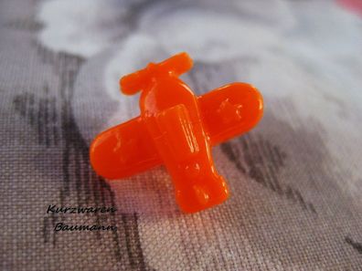 1Kunststoffkinderknopf Flugzeug orange 15x17x7mm Öse4mm Nr1157