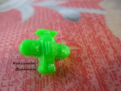 1Kunststoffkinderknopf Flugzeug grün 15x17x7mm Öse4mm Nr1156