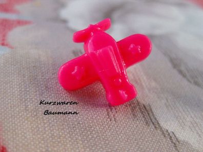 1Kunststoffkinderknopf Flugzeug pink 15x17x7mm Öse4mm Nr1154