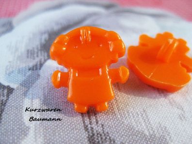 1Kunststoffkinderknopf Puppe orange 15x17x7mm Öse4mm Nr1141