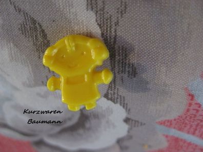 1Kunststoffkinderknopf Puppe gelb 15x17x7mm Öse4mm Nr1147