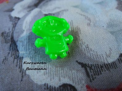 1Kunststoffkinderknopf Puppe grün 15x17x7mm Öse4mm Nr1145