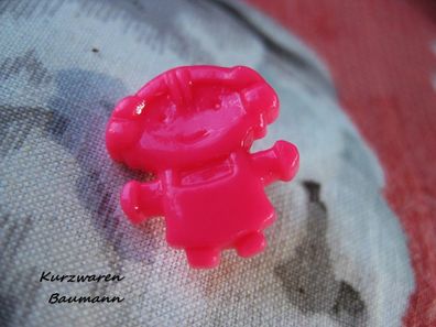 1Kunststoffkinderknopf Puppe pink 15x17x7mm Öse4mm Nr1143