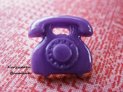 1Kunststoffkinderknopf Telefon lila 15x15x7mm Öse4mm Nr1143