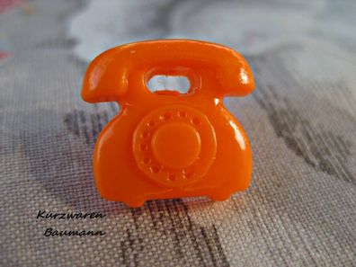 1Kunststoffkinderknopf Telefon orange 15x15x7mm Öse4mm Nr1160