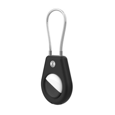 Schutzhülle kompatibel mit Apple AirTag Hülle mit Stahlkabel - Schwarz